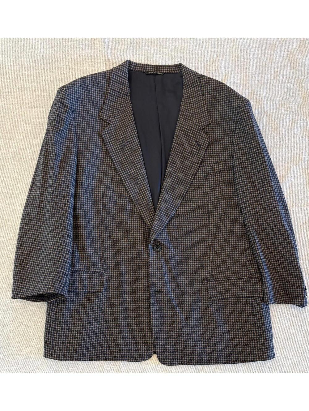 Canali Proposta Sport Coat 48R Blue Tan Micro Check Wool